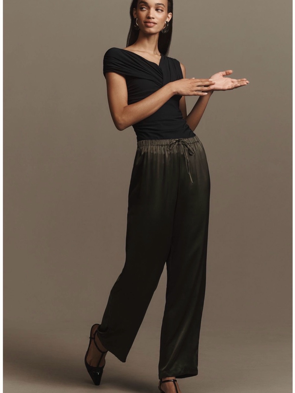 Reformation Silk Olina Drawstring Pants